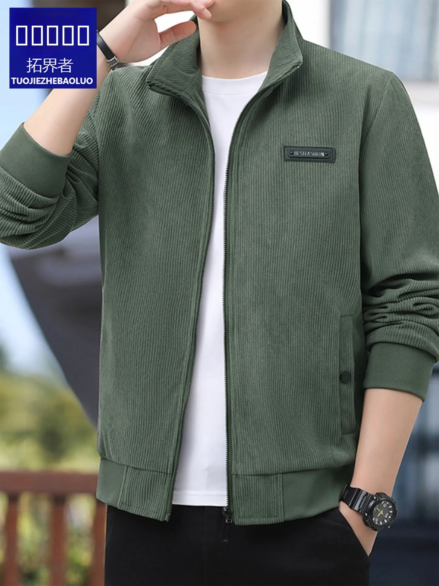 

Paul 2025 Spring Autumn Men's Jaet Coat Thiened Floing Collar Warm Inner High Quali Color Casual Top