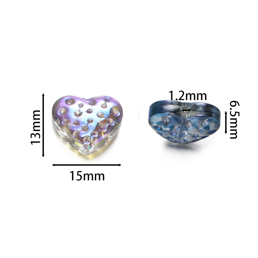 5Pcs/Lot Glass Heart Beads Jully Color Spacer Loose Crystal Bead for DIY Bracelet Necklace Jewelry Making Accessories