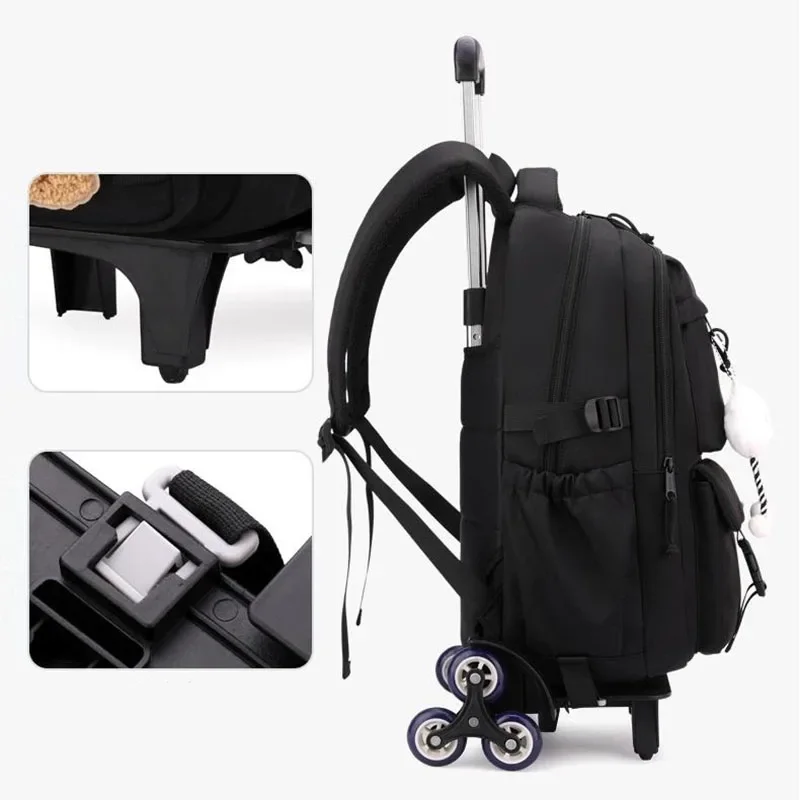 새로운 방수 배낭 롤링 백팩 어린이 학생 가방 트롤리 여학생용 스쿨 백 Zaino 여행용 Mochilas Para Mujer