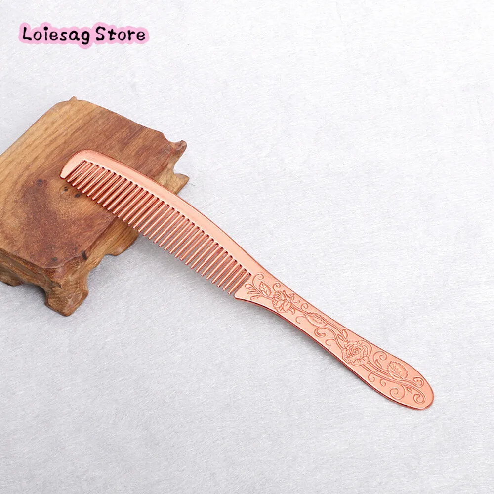 Classical Hand-made Ancient Red Copper Comb Anti-static Hair Care Massage Comb Fine Carving Hundred Fu Chengxiang Wedding Comb