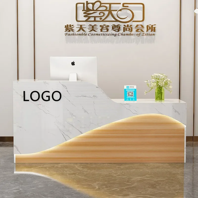 Bar checkout page Beauty salon Shop counter Simple modern Bar table Baking paint Commercial company Reception desk