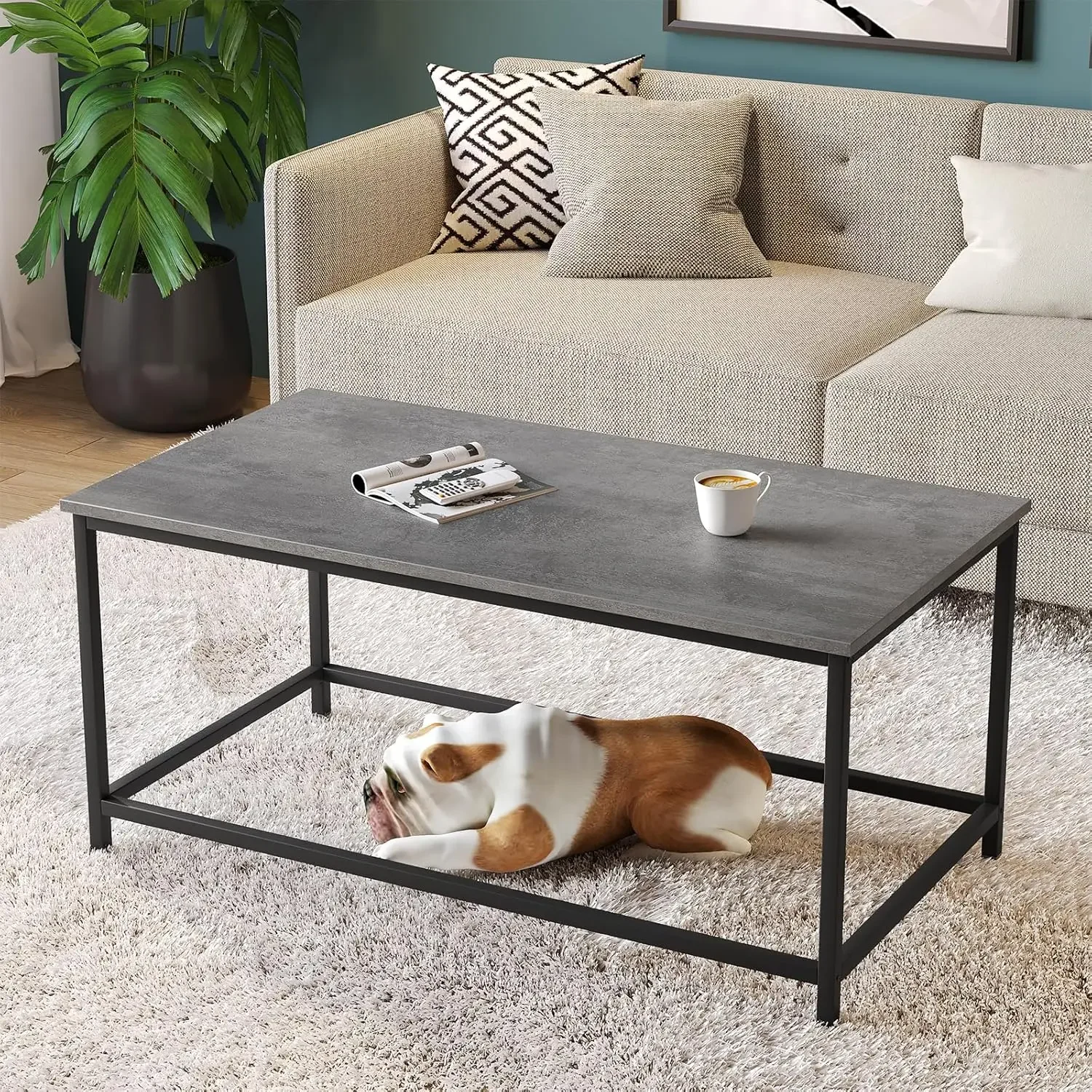 

SAYGOER Coffee Table Simple Modern Coffee Tables Open Design Rectangular Minimalist Center Table for Living Room Home Office