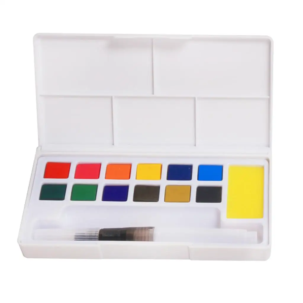 12 Water Color with Lightweight Case, Sponge, and Lid- for Craft or Hobby Painting Drawing