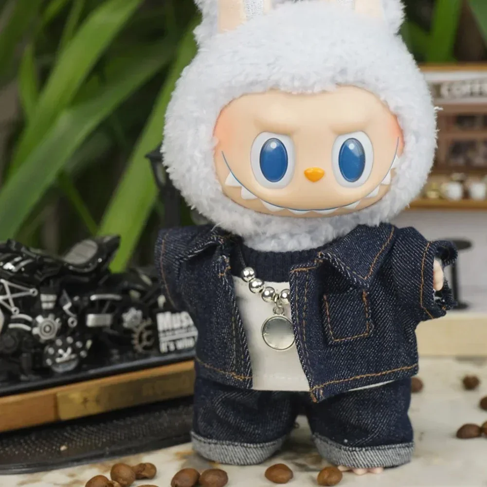 Costume en Denim à la mode, Mini vêtements de poupée en peluche, accessoires de tenue pour la corée Kpop Exo Labubu V1 V2 idole, vêtements cadeau
