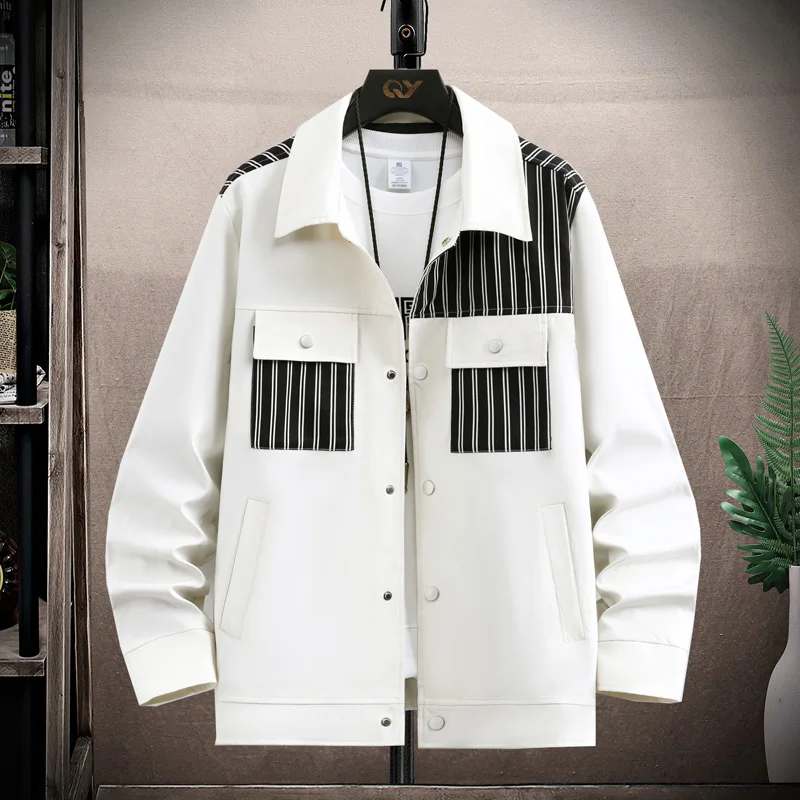 2024 spring new arrival coat high quality fashion casual striped denim jacket men,men's casual jackets,plus-size M-4XL