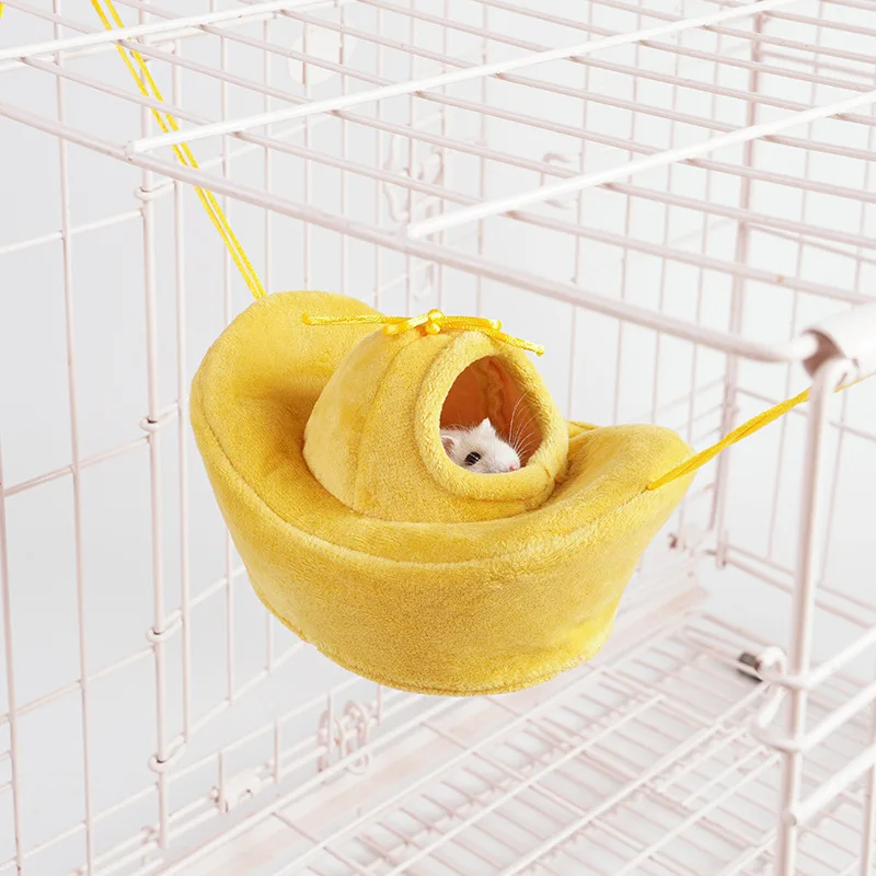 Pet Hamster, Sugar Glider Nest, Velvet Nest, Golden Bear Can Be Hung for Convenient Cleaning, Winter Warm Nest