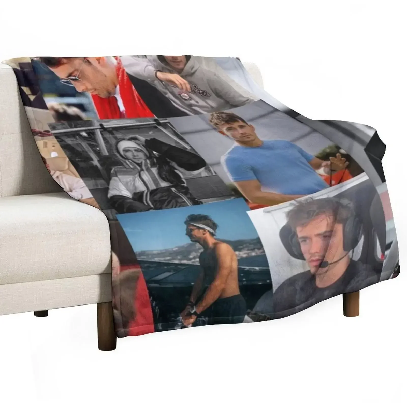 

Charles Leclerc picture collage Throw Blanket Furrys Travel Sofas Beach Blankets