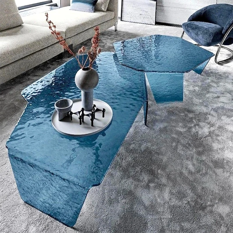 Criativo água ondulado acrílico mesa de centro sala estar casa moderna italiano alto sentido