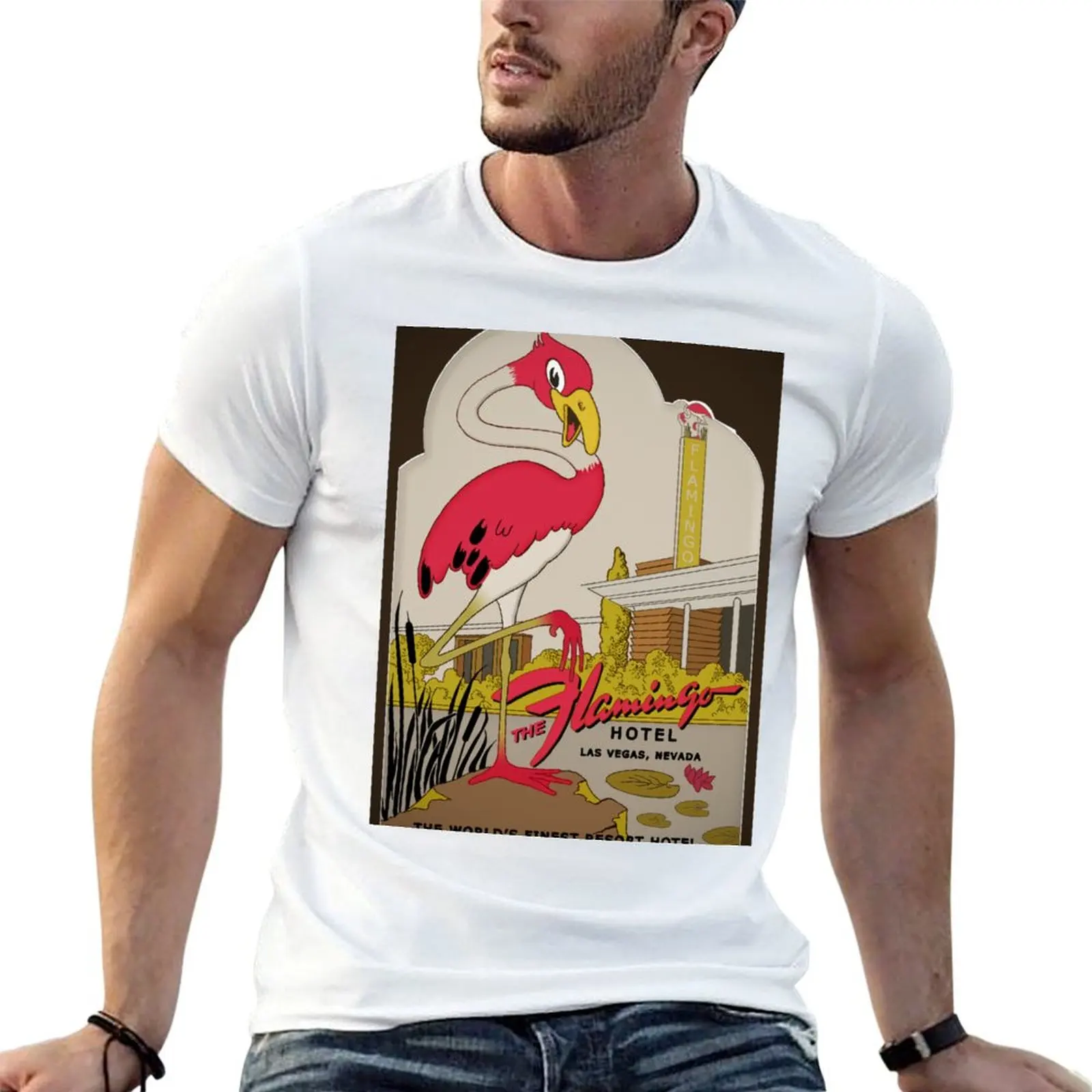 Flamingo Hotel, Las Vegas T-Shirt Simple Line Art Print Tee