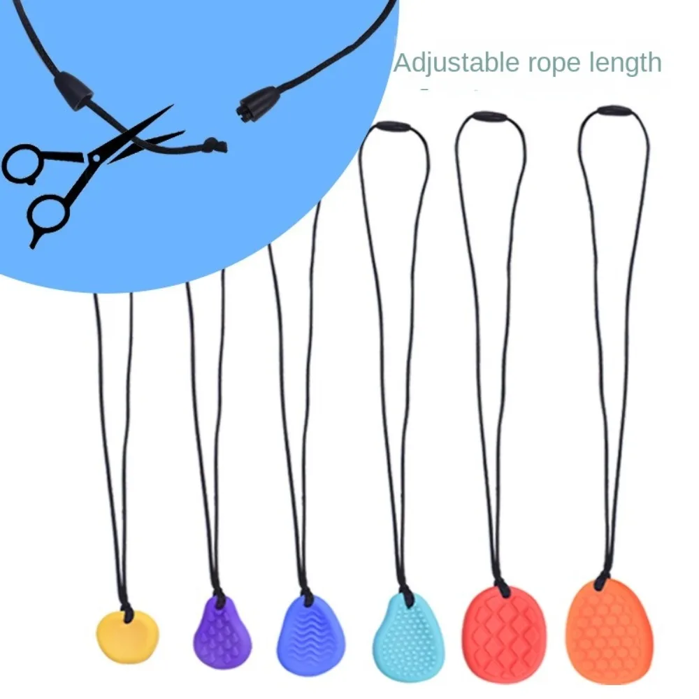 6pcs Silicone Worry Stone Toy Soft ADHD Teens Calm Down Sensory Fidget Toys with Rope Stress Relief Christmas Stocking Stuffers