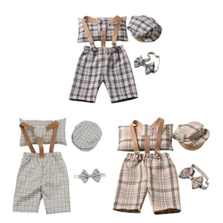 97BE Infant Photo Costume Hat & 90s Uniform Pants Photo Clothes Newborn Shower Gift