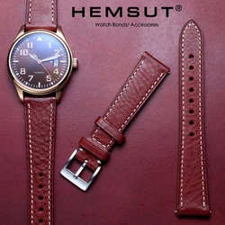 HEMSUT Italy Genuine Cowhider Watch Band For Men Vintage Soft Wrap Handmade Leather Wrist Straps Quick Release 22mm18mm20mm