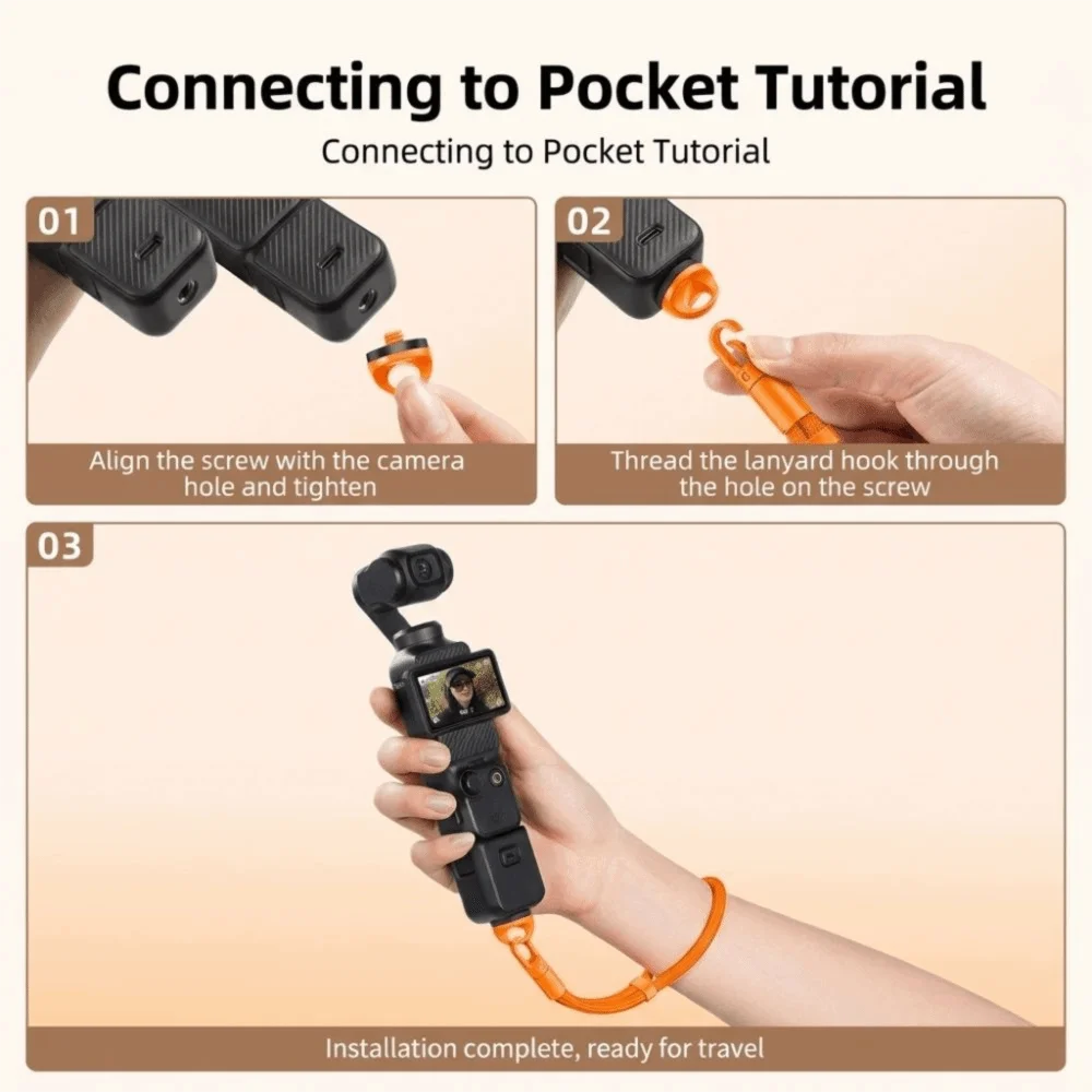 Self-Locking Action Camera Wrist Strap With 1/4 Screw Anti-Fall Camera Hand Strap for DJI OSMO Pocket 4Pro Luna ultra