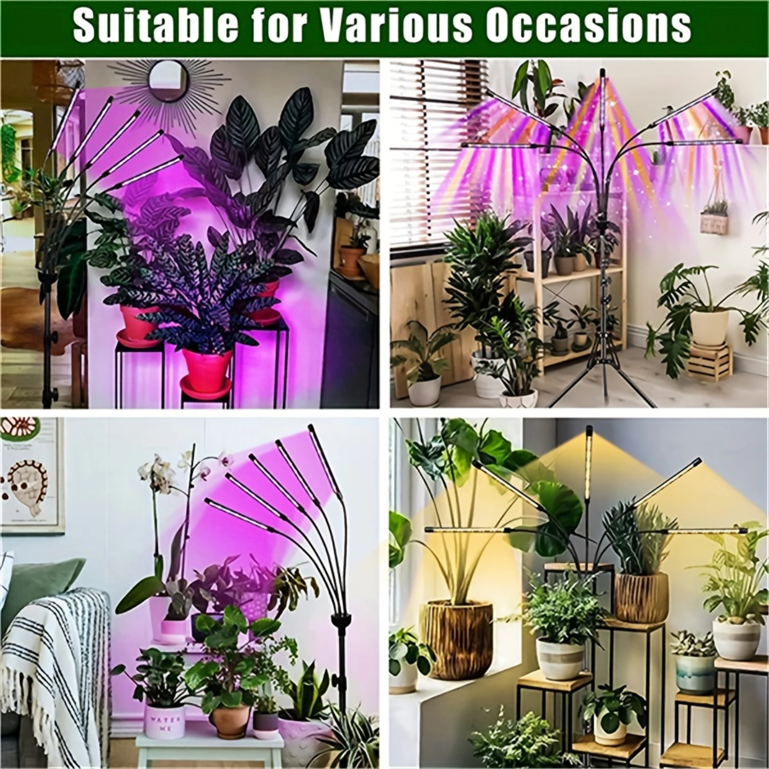 LED Grow Light Indoor Plants Tripod Stand Full Spectrum Timing Control 4 Switch Modes Seedling Growth Flowering Foliage 15-63 in