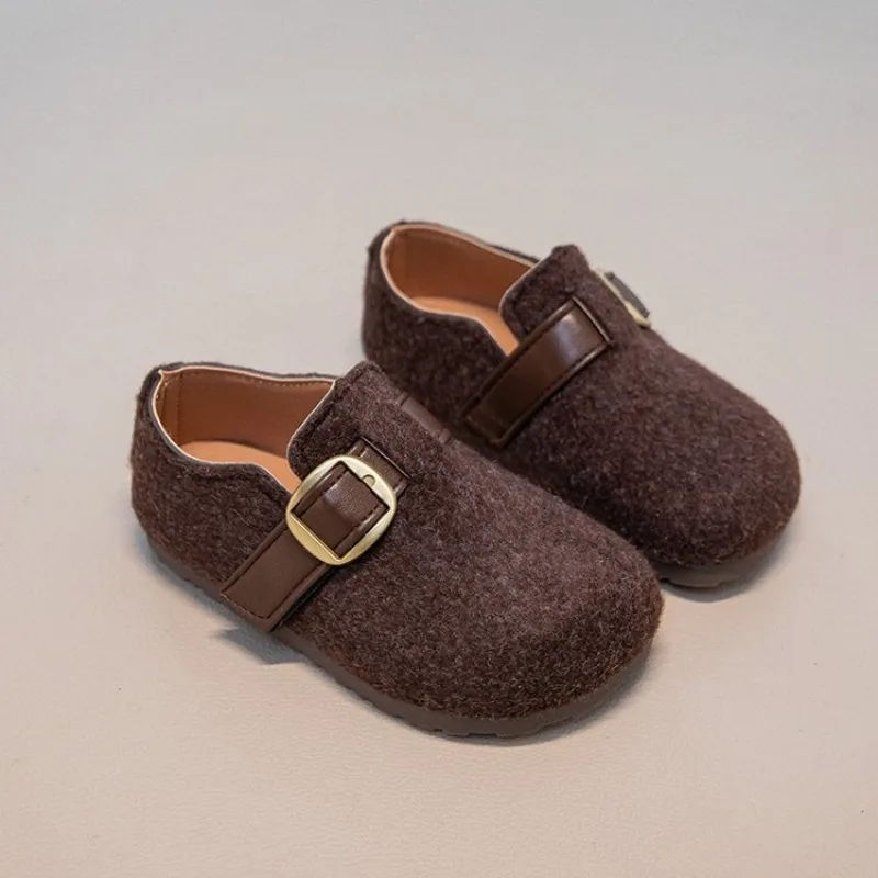 2026 Autumn Winter Elegant Round toe Buckle Warm Flat leisure Shoes 2026 Fashionable Best-selling New Comfortable Kids Shoes
