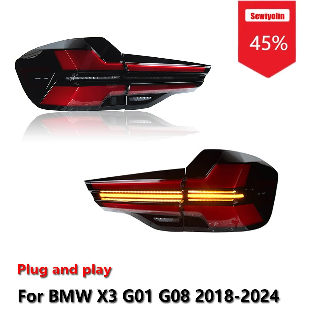 

Sewiyolin Car LED Upgrade Tail Light Accessories For BMW X3 2018-2024 G01 G08 DRL Brake Turn Signal Lamp Plug and Play