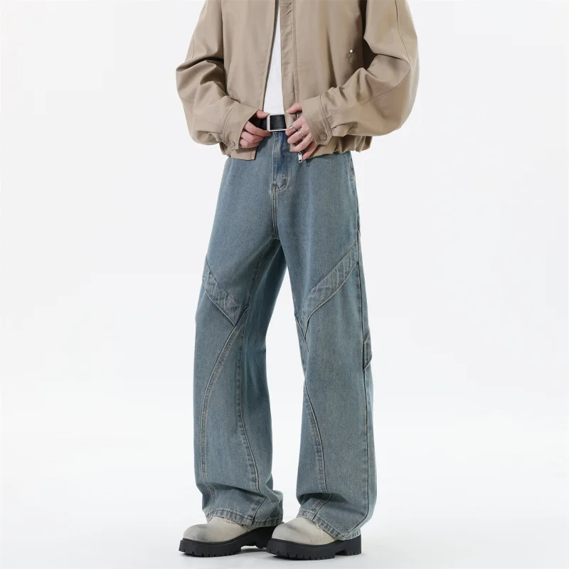 ربيع الخريف الرجال سليم صالح جينز سترتش الشارع الشهير عادية سراويل جينز مريحة حجم كبير غسلها الذكور ملابس عصرية