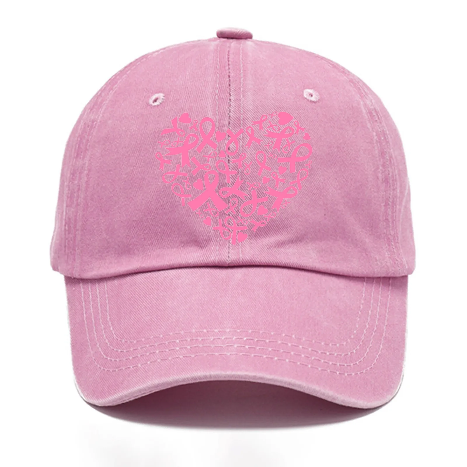 Men's And Women's Breast Cancer Prevention Month International Awareness Month Printed Baseball Cap Ringed Hat