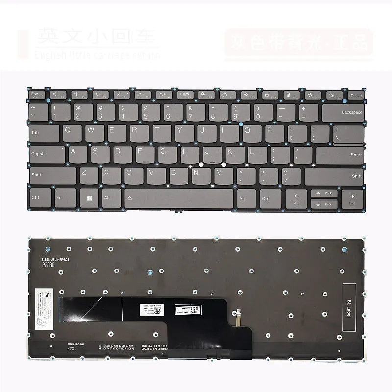 

US Keyboard Backlit For Lenovo ThinkBook 13x G2 IAP 21AT Gray Color