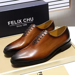 Luxury Brand Designer Genuine Leather Mens Wholecut Oxford Shoes For Men Black Brown Dress Shoes Business Office Formal Shoes