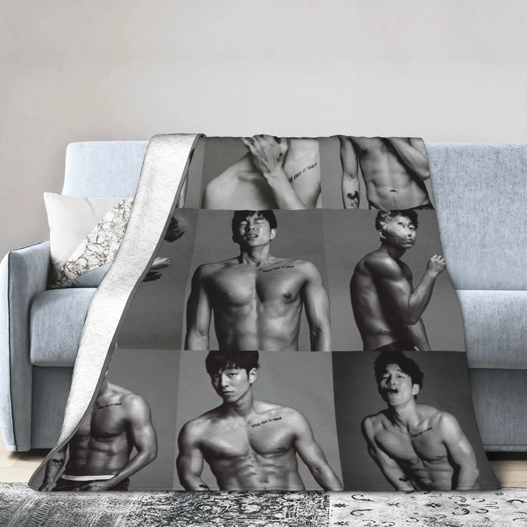 Gong Yoo Print Soft Blanket  Travel Office Plush Throw Blanket Funny Bedroom Flannel Bedspread Sofa Bed Cover