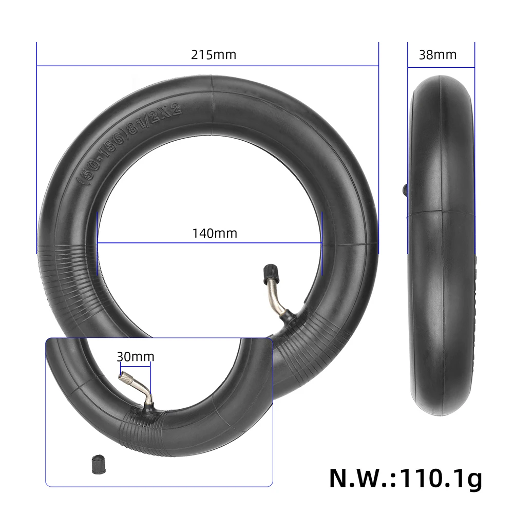 8 1/2*2 Inner Tube 45 Degree Valve Tube For Electric Scooters Butyl Rubber Material Easy Installation For Xiaomi 1S