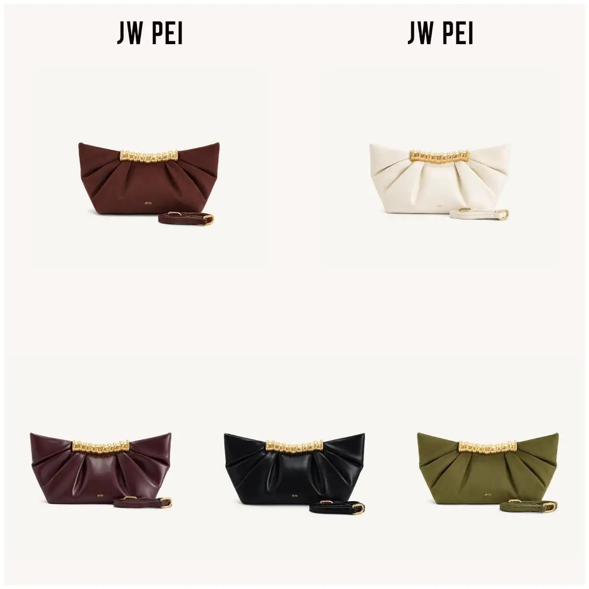 

JWPEI Cloud Clutch Bag with Chain - Wrinkle Leather Wristlet Crossbody for Women, Elegant Evening Purse