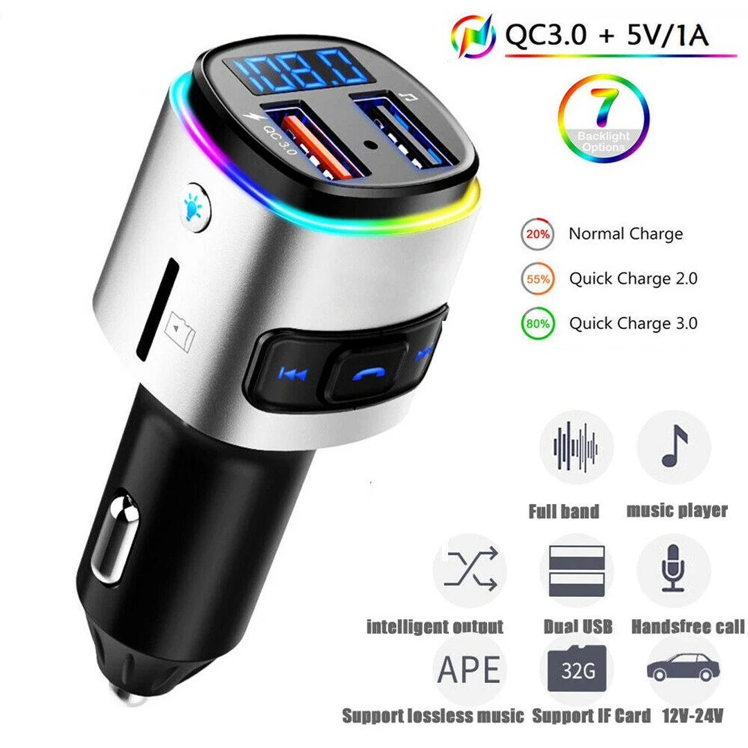 Wireless FM Transmitter Lighter Plug LCD MP3 Player Dual USB