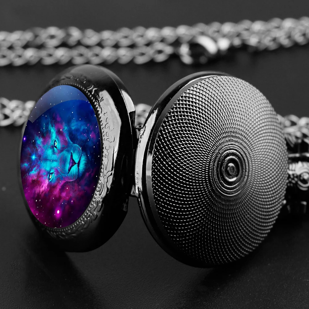 علامة زودياك ليو الملونة، ساعة جيب ليو للنساء والرجال والأطفال، قلادة كوارتز، عرض الوقت العالمي، حركة إلكترونية