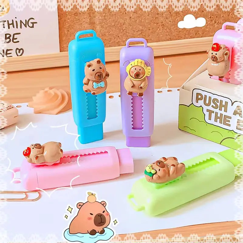 Imagem -04 - Capivara Rubber Erasers Artigos de Papelaria Kawaii Estético Material de Escritório Escola Engraçado Desenho Fofo