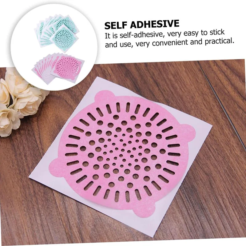 10Pcs Disposable Shower Drain Hair Catcher Round Hair Catchers Waterproof Adhesive Mesh Stickers for Shower Drain Cover Bathroom