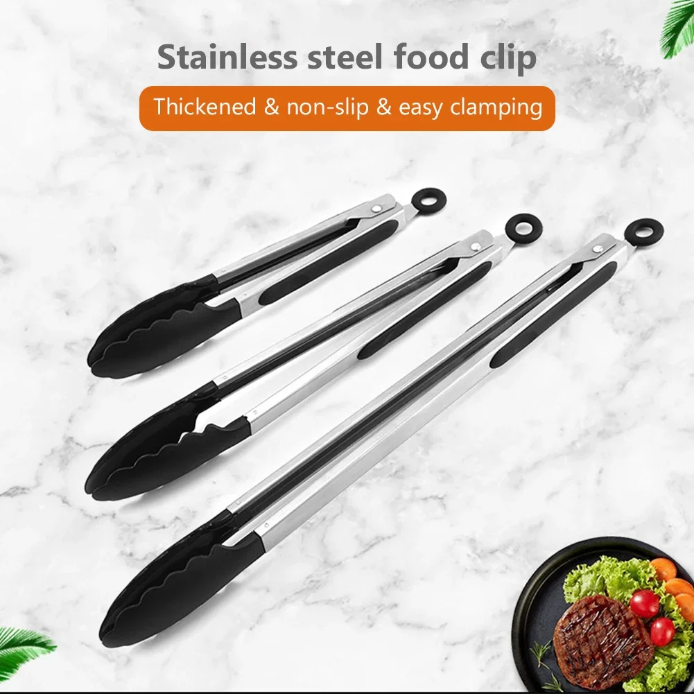 

Stainless Steel Barbecue Non-Stick Barbecue Clip Clamp Cooking Salad Bread Serving Tong BBQ Grilling Food Kitchen Tools Gadgets