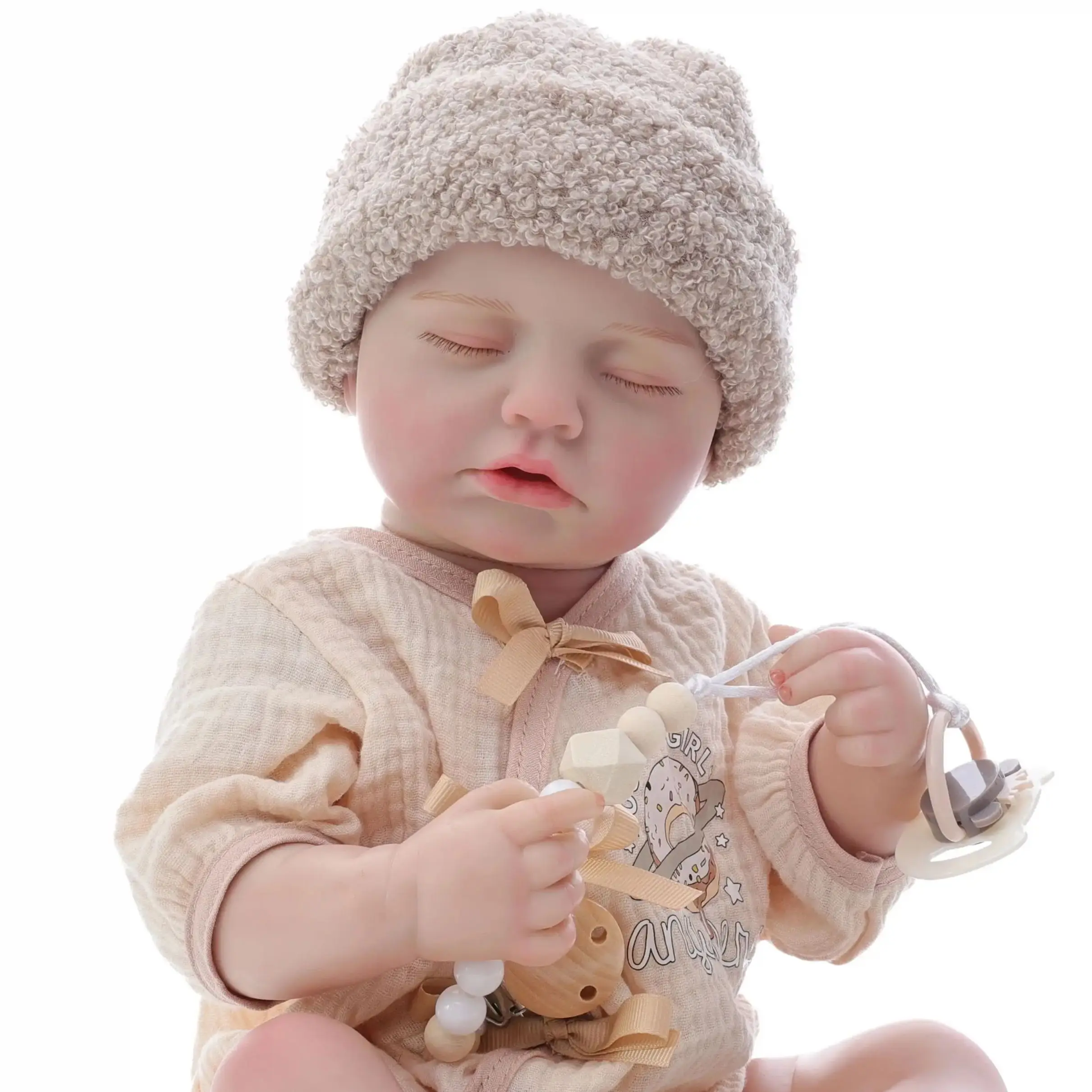 Cloveray 20 Zoll Ganzkörper-Vinyl, realistische wiedergeborene Babypuppe, 48 cm, Vinylpuppe, handgefertigt, hochwertiges, hochfarbiges Spielzeug, Kind, Weihnachtsgeschenk