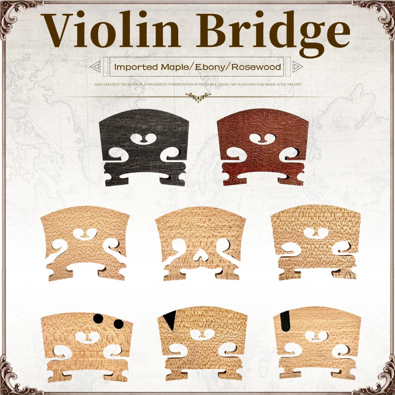 5pcs A Grade Imported maple/ebony/rosewood 4/4 3/4 1/2 1/4 1/8 Fiddle violin bridges,Violin Parts Accessories fittings