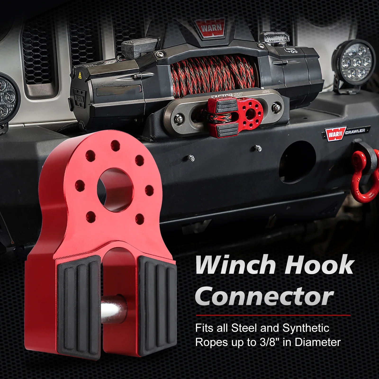 For UTV SUV Pickup - Vehicle Recovery Equipment Universal 16000lb Flat Winch Shackle Mount with Rubber Side Guard