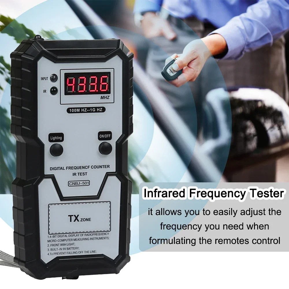 Car Keys Infrared Frequency Tester 100M-1GHZ Digital Electronic Infrared Frequence Counter Test Instrument with Illumination