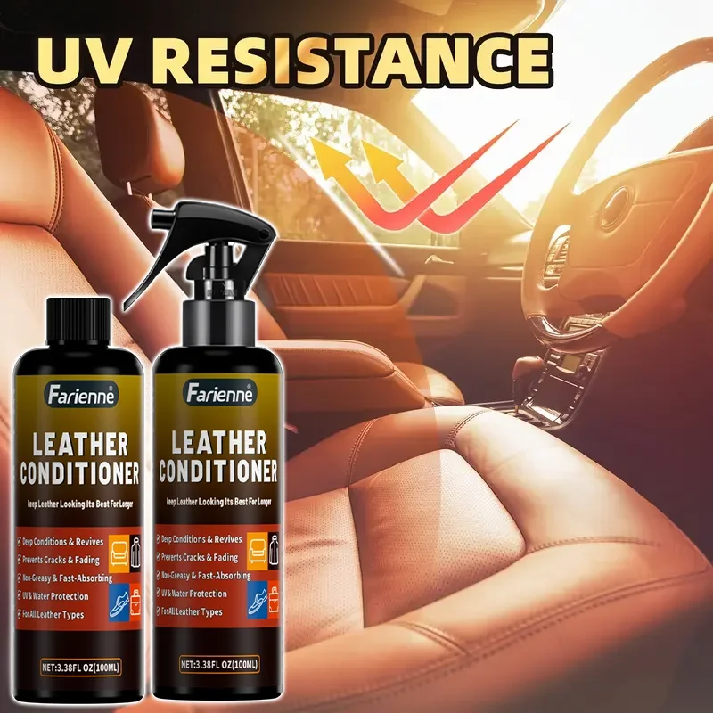 KJM 100ML Car Leather Shine Cream- High Gloss, Nourishing, Waterproof, Anti-Aging, Easy Use for Car Interior