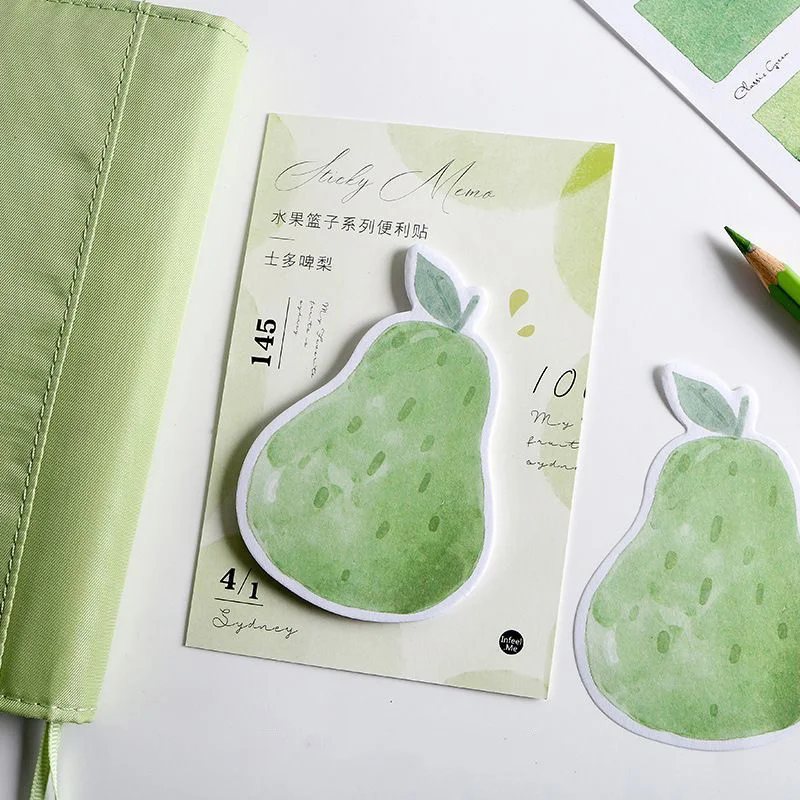 4 Pieces Cute Natural Fruits Sticky Note Memo Pad  Planner Sticker Stationery Decoration Adhesive