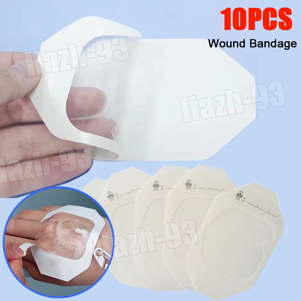 

10pcs/Set 6X7cm IV Cannula Fixed Transparent Film Dressing Waterproof Wound Bandage Adhesive Patches Post Surgical No Sterile