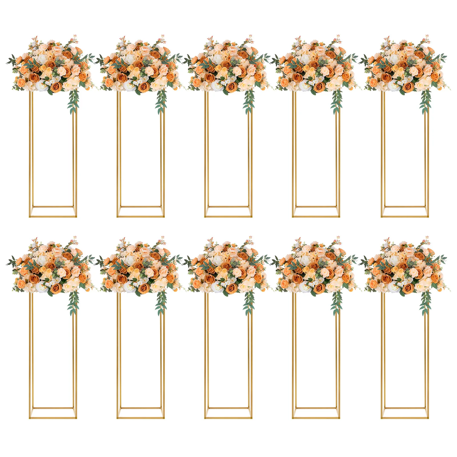 

10Pcs Wedding Flower Stand 80cm Tall Rectangle Metal Column Rack Wedding Party Balloon Decor Display Holder