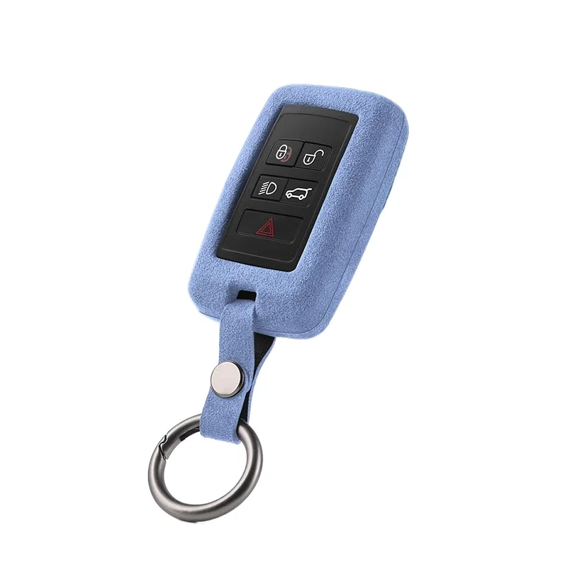 For Land Rover Range Rover Sport Discovery Defender Velar Evoque Alcantara Suede Car Key Case Cover Keychain Accessories