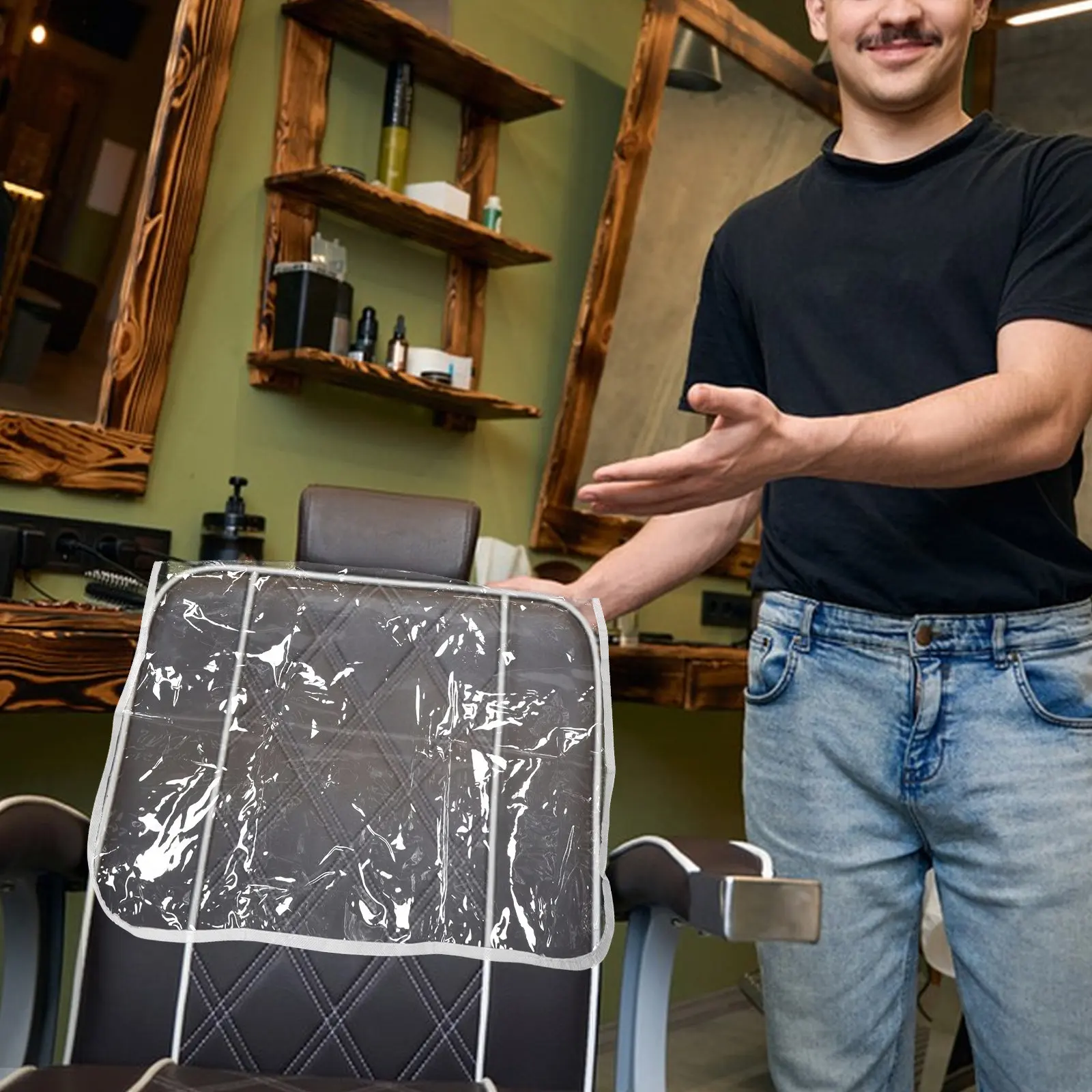 

Salon Chair Back Cover Clear Plastic Hairdresser Styling Chair Cover Barber Shop Office Movie Theater 19.26x14.93x4.72 Dustproof