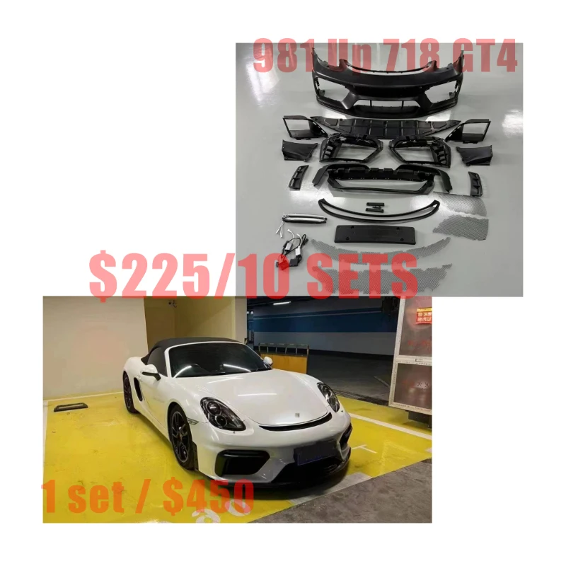 

Suitable for Porsche 981 Upgrade to 718 GT4 Front Bumper Assembly With Fog Lamp High Quality Body Kit Accessories