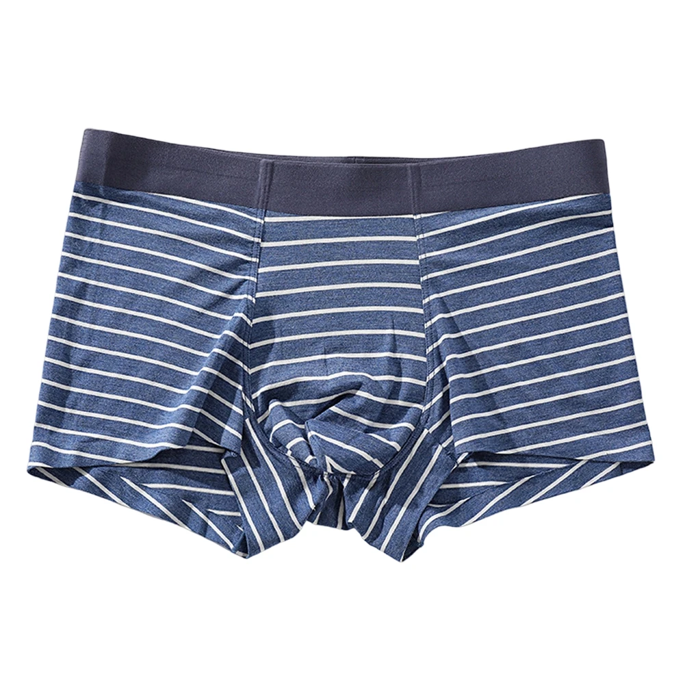 Men Soft Striped Boxers Underwear U Pouch Seamless Breathable Home Shorts Trunks  U Bulge Pouch Underwear Homme