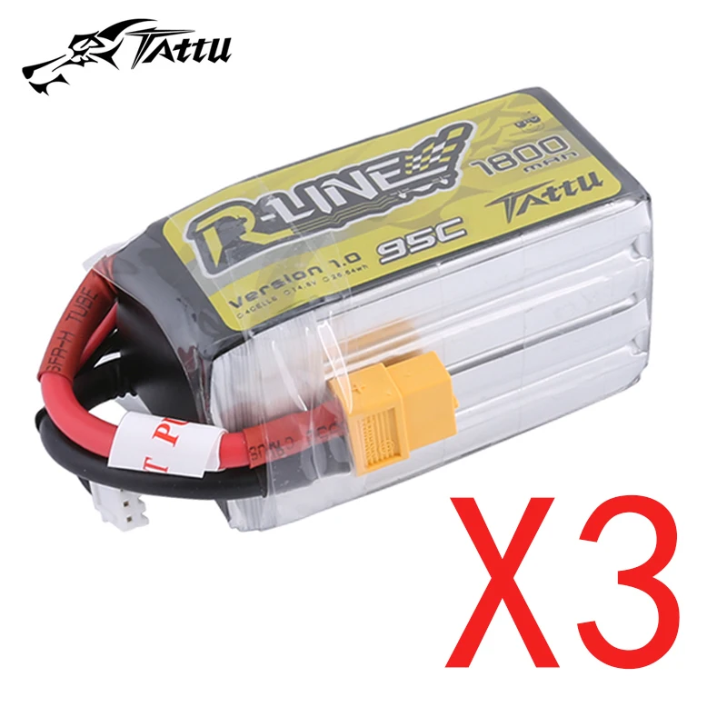 TATTU-R-LINE 1.0 95C 14.8V 1800mAh LiPo Battery With XT60 Plug For RC Helicopter Quadcopter FPV Racing Drone Parts 14.8V Battery