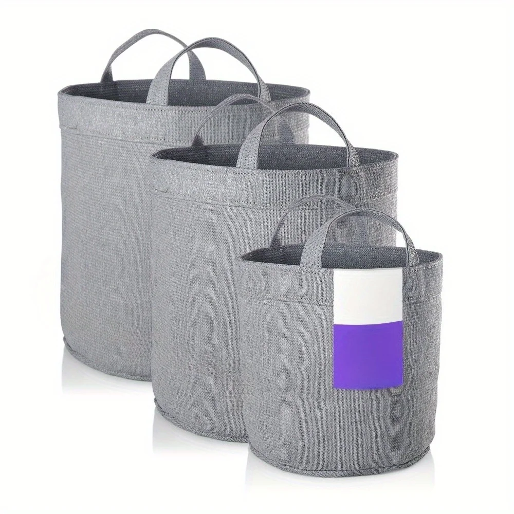 3 عبوات من صناديق التخزين الصغيرة والمتوسطة والكبيرة مع مقابض معززة، رمادي فولاذي