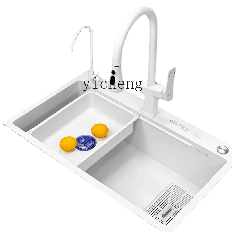 

YY Stainless Steel Sink Large Single Sink Kitchen Vegetable Basin Nano White Household Sink