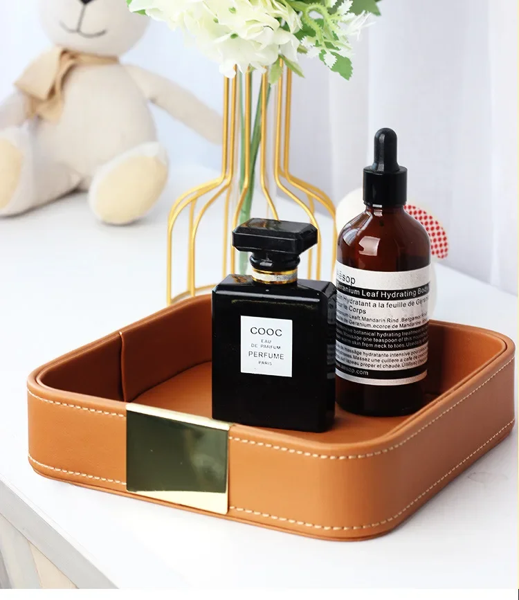 

Nordic INS Creative Leather Desktop Miscellaneous Storage Tray, Entrance Key Storage Box, Cosmetics Storage Tray