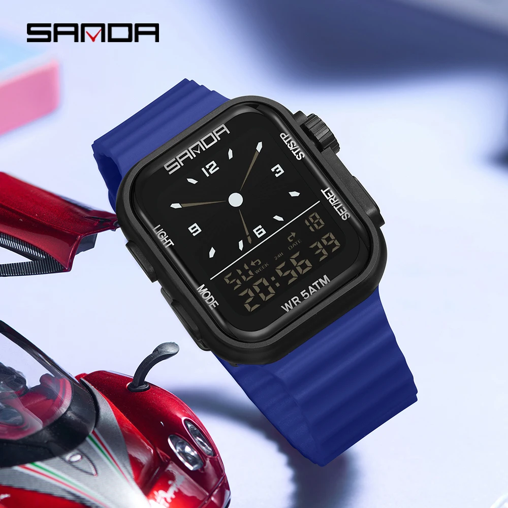 SANDA 9510 Outdoor Sports Men's Electronic Watch Multi functional Alarm Clock Countdown Night Light Men's Digital Watch