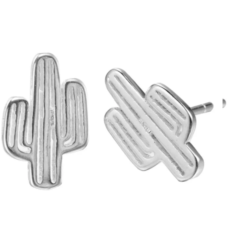 Korean Version Of 925 Sterling Silver Jewelry arrings Creative Personality Cactus Simple Fashion Anti-allergic Earrings  E129